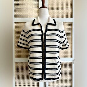 J. Crew Crochet Short-sleeve Cardigan in Stripe NWT